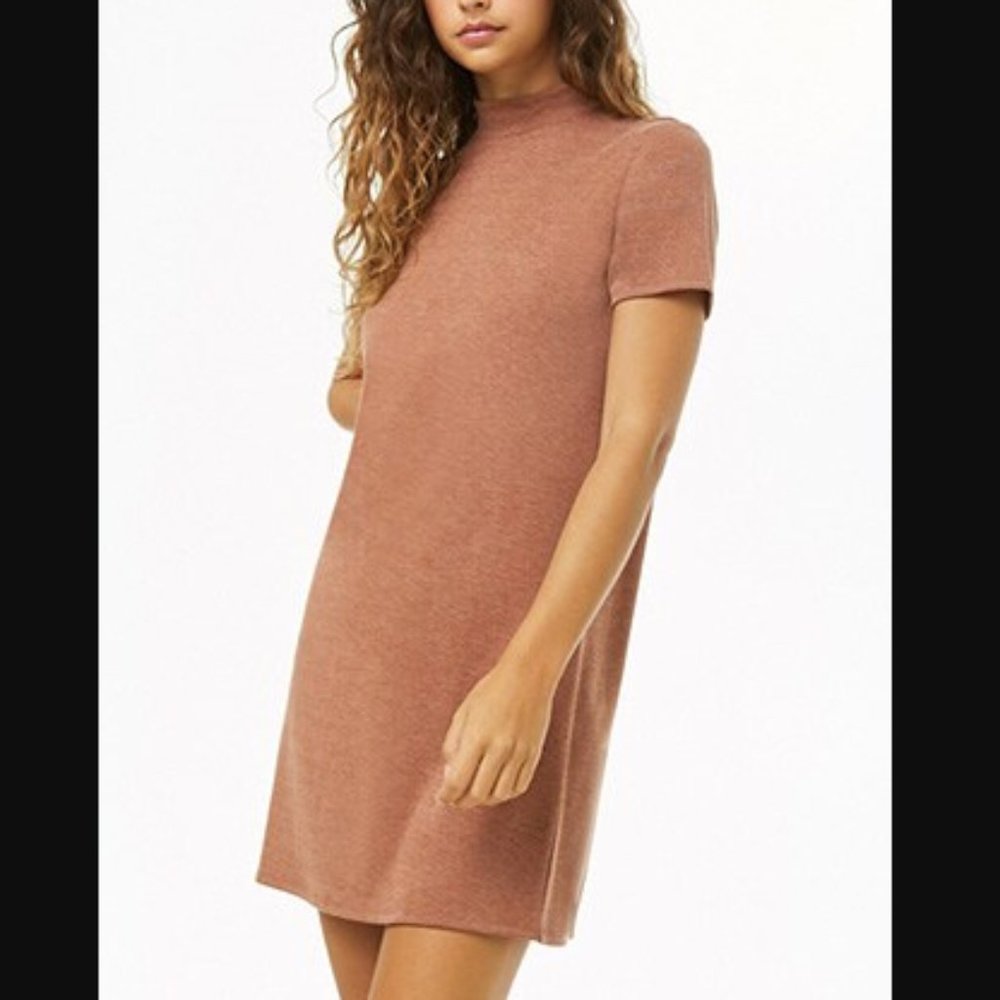 Mock Neck Mini T-Shirt Dress